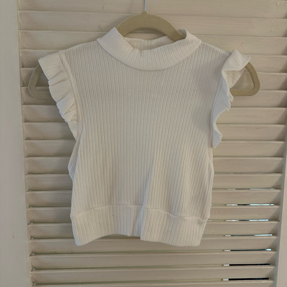 White Ruffled Sleeveless Top